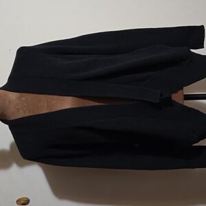 C5 Diane von Furstenberg Cardigan Sweater Size Md Pockets Black Open Front Rib